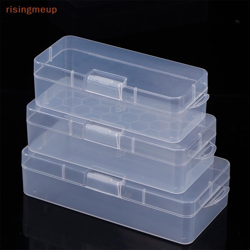 [risingmeup] Nail Art Storage Box Nail Parts Organizer Clear Cuboid พลาสติกคอนเทนเนอร์บรรจุภัณฑ์สําหรับเล็บแปรงแฟ้มเล็บเครื่องมือใหม่