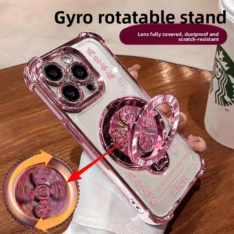 ชัดเจน เคส สำหรับ Xiaomi 15 14 14T Pro 13 Ultra POCO X6 X7 X5 X3 NFC F4 F5 Pro 5G หรูหราน่ารักวงเล็บขาตั้งหมุน Rich โปร่งใสสีชมพูชุบกันกระแทกกรณีโทรศัพท์อ่อน - รูปที่ 3