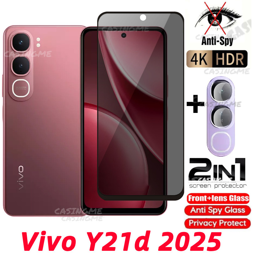 Vivo Y21d 2025 กระจกนิรภัยส่วนตัว Anti-Spy คลุมทั้งหมดปกป้องหน้าจอ Anti Peek ฟิล์มความเป็นส่วนตัวสํา