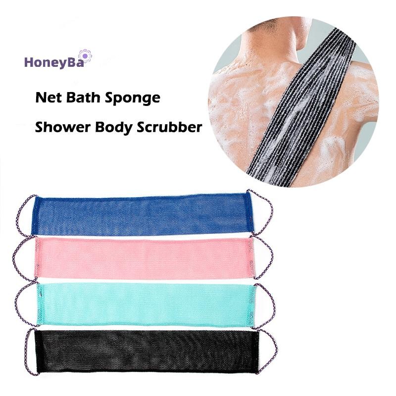 Honeybee1 ฟองน้ําอาบน้ําสุทธิ, 14x77 ซม.สุทธิยาว Bath Net ฟองน้ํา Exfoliating Shower Body Scrubber B