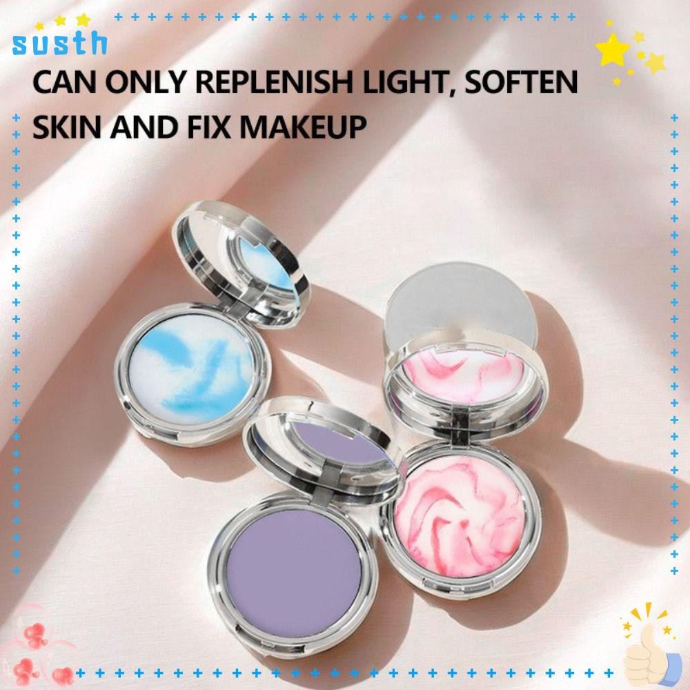 SUSTH Pressed Setting Powder, Lavender with Powder Puff Oil Control Pressed Powder, Waterproof Long 