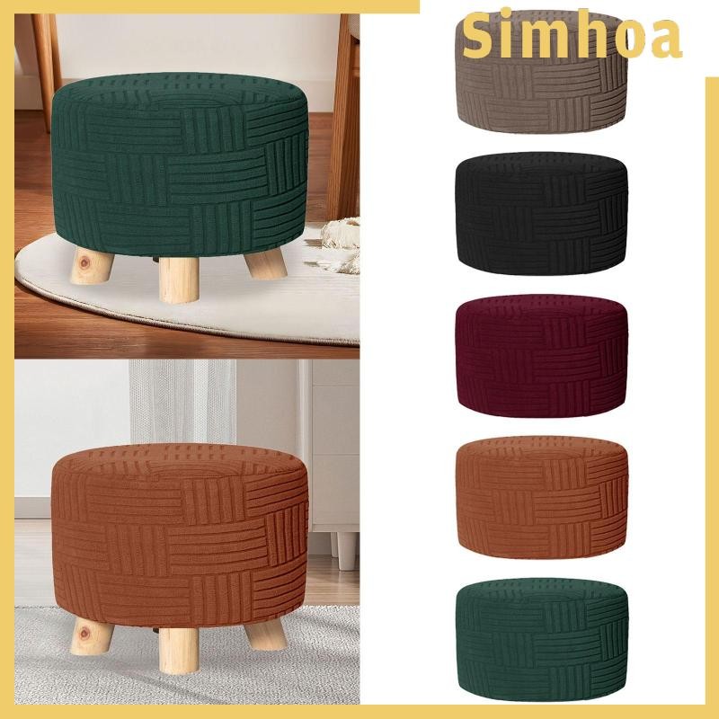 [SIMHOA] Ottoman Cover สีทึบไม่ลื่นหนา Ottoman Slipcover สตูลเท้ารอบ Ottoman Storage Cover สําหรับที