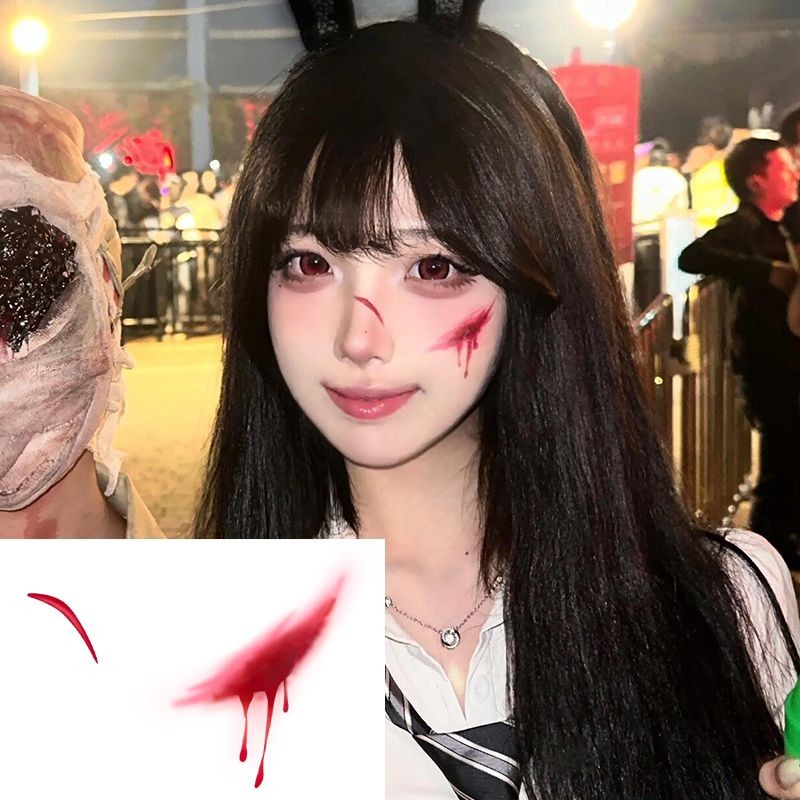 现货！万圣节纹身贴 仿妆容脸贴假伤疤假伤口防水仿真疤伤口妆容贴纸Halloween tattoo stickers makeup face fake scar