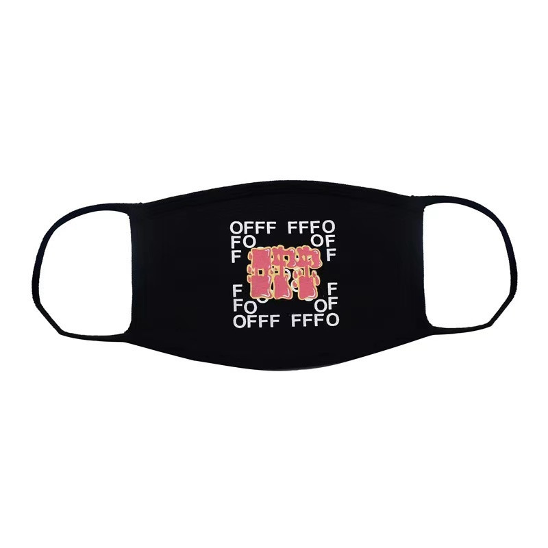 สวยอินเทรนด์ OFF WHITE OW 20FW MASK Slogan Black Twill Pure Cotton Couple MASK ผู้ชายผู้หญิงหนึ่งขนา