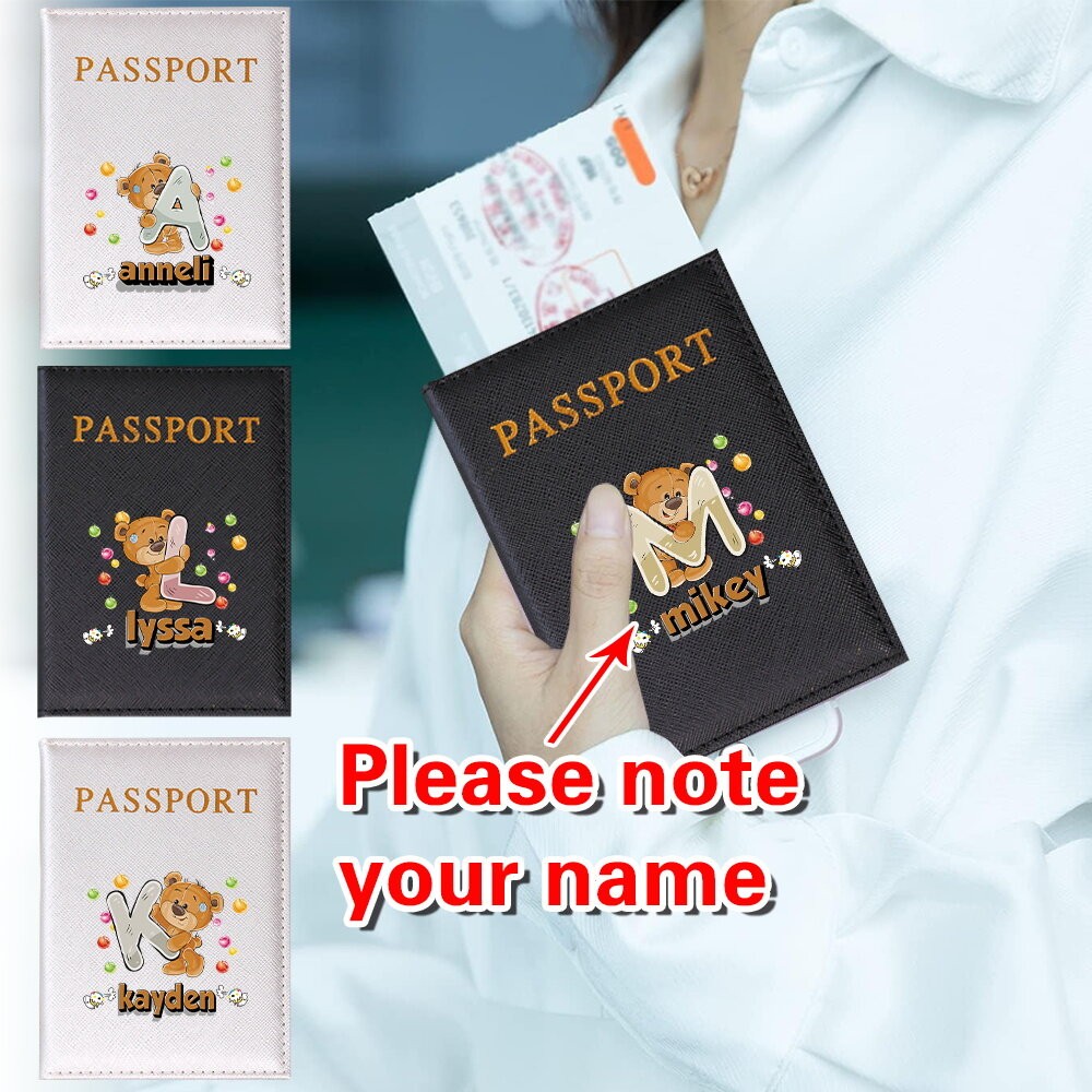กระเป๋าใส่ PASSPORT ชื่อที่กำหนดเองแพคเกจหนังสือเดินทางหนัง PU ปกหนังสือเดินทางบัตรเครดิต IC ปกหนังสือเดินทางเดินทาง