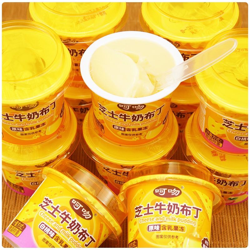 2025 สินค้าใหม่ Double Skin Milk Flavour Cheese Milk Pudding 65g/Cup Packaging School Doorway Snacks