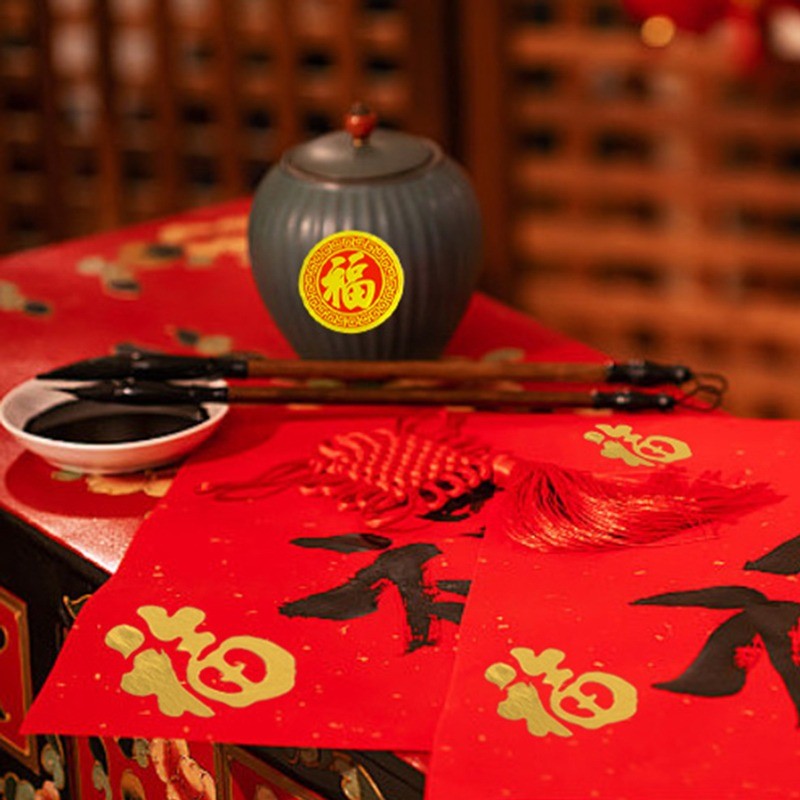 5/10/20/30ชิ้นเทศกาลฤดูใบไม้ผลิมินิรอบซองจดหมายสีแดงเชิญปิดผนึกสติกเกอร์-ปีใหม่ปิดทอง ฟูซี ป้าย - รูปที่ 3