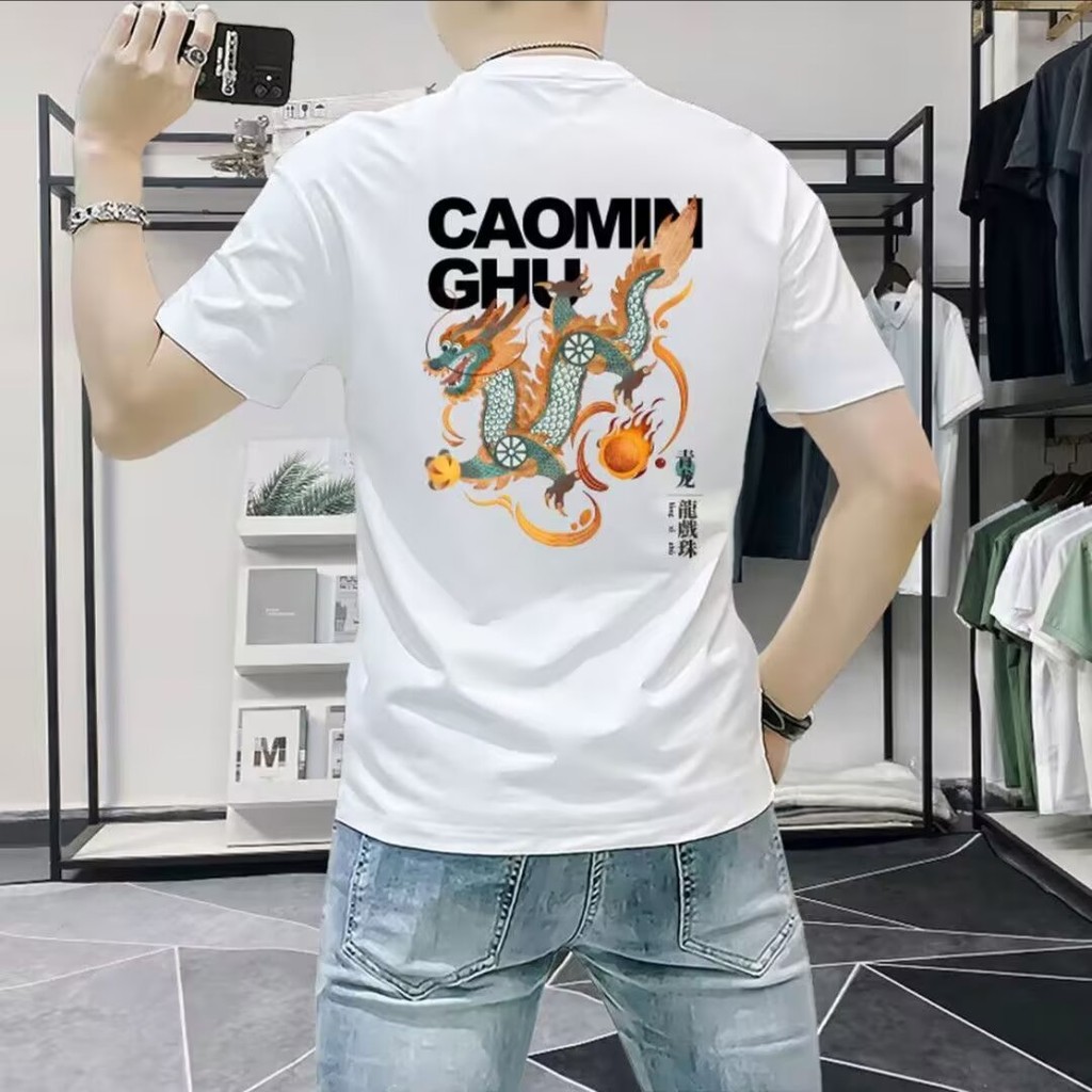 2025 NEW 2025 Short Sleeve T-Shirt Men Summer 2025 New Trendy Brand Round Neck Half Sleeve Youth Car