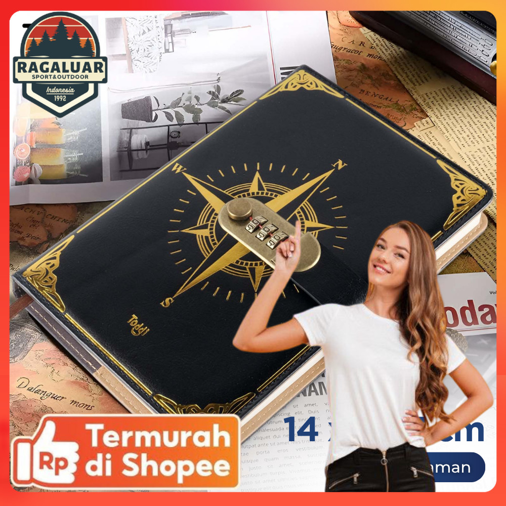 Toddi Leather Notebook Diary 300 หน้า มีตัวล็อค - JJ-03