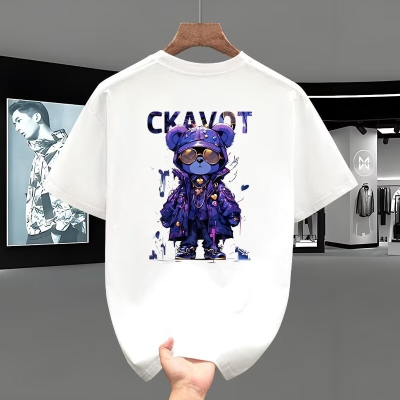 2025 NEW 2025 Violent Bear Hong Kong Style Summer Short Sleeve T-Shirt for Men 2024 New Model new23 