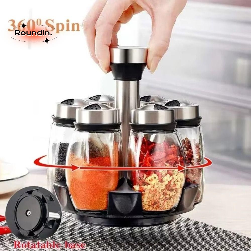 ROUNDIN Spice Organizer, 7 ชิ้น Multi-function Spice Jar ชุด, 2024 แก้วหมุน Multi-purpose Kitchen St