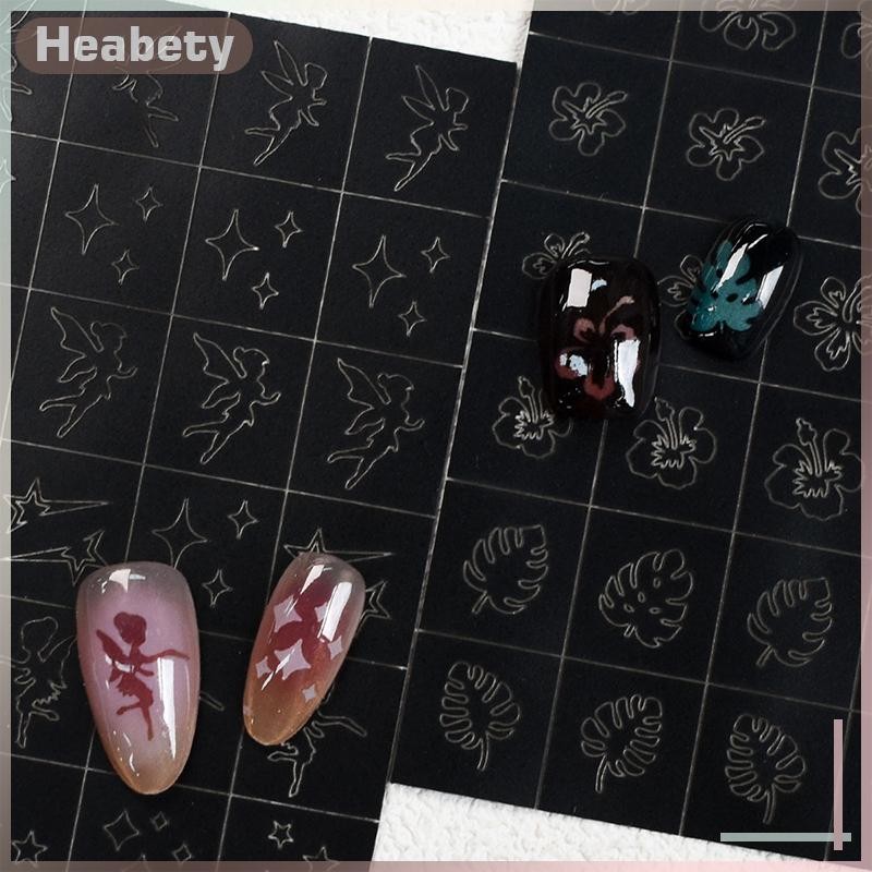 [ Heabety] 1 แผ่น Charms ดอกไม้ Leaf Stamping แผ่น Airbrush Templates Airbrush Stencil สําหรับเล็บหั
