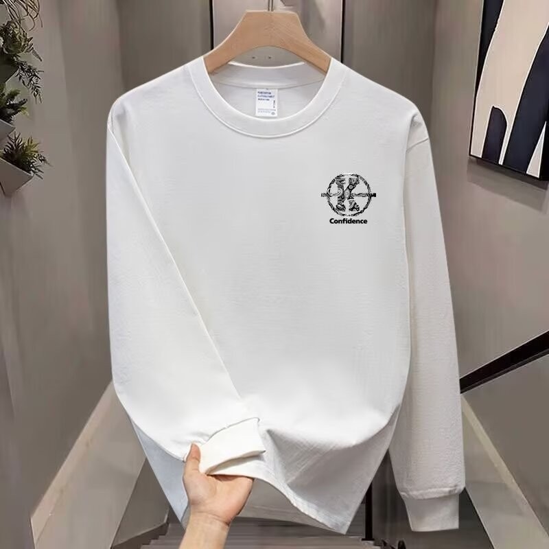 COD 2025 American Style Trendy Brand Autumn Winter New Letter Print Sweatshirt Men Round Neck Slim F