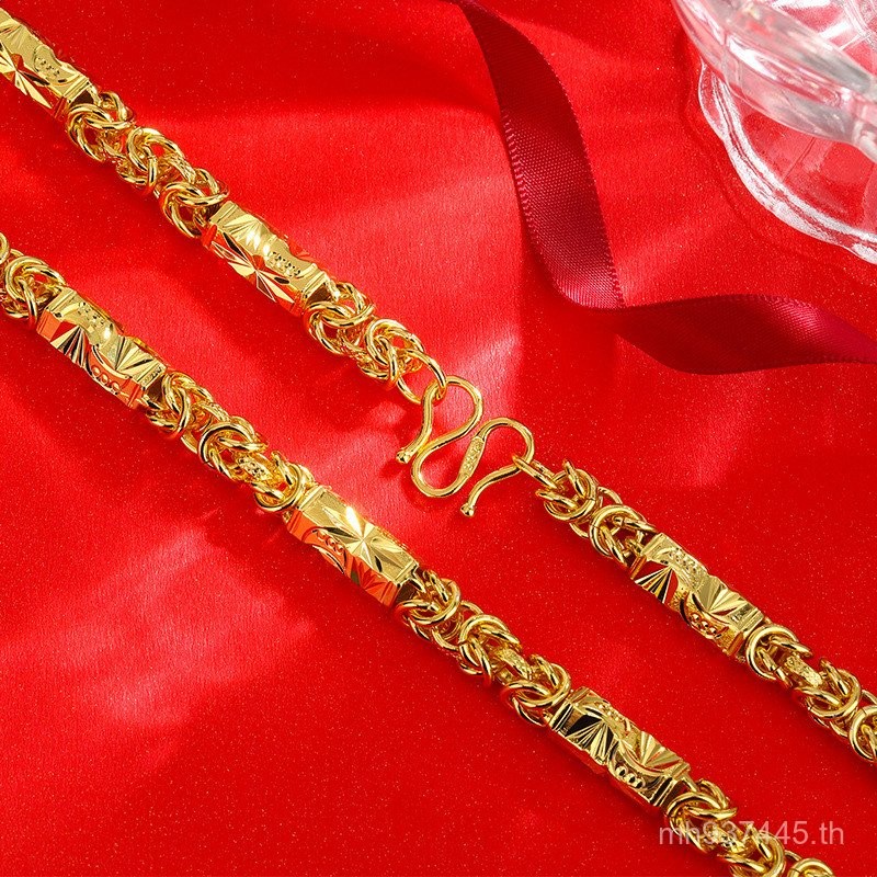 Ma Boutique สร้อยคอทองคําหกเหลี่ยม] โซ่กระดูกงู Non-Fading Sand Gold Men Style โรงงานขายตรง Sand Gol