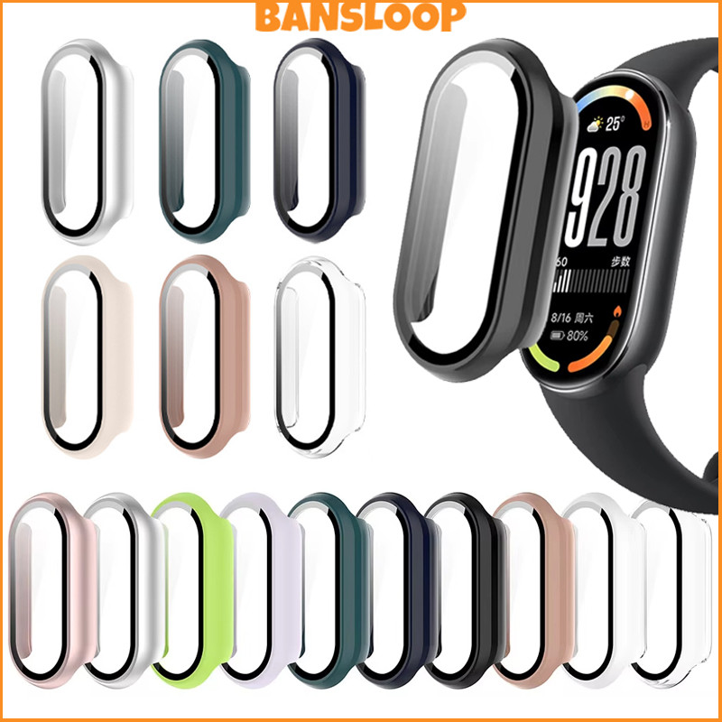 กระจกนิรภัยแข็ง PC กรณีเต็ม for Xiaomi Mi Band 10 กีฬาป้องกันหน้าจอปกป้องกันกรอบกันชนอุปกรณ์เสริม for Mi Band 10 NFC