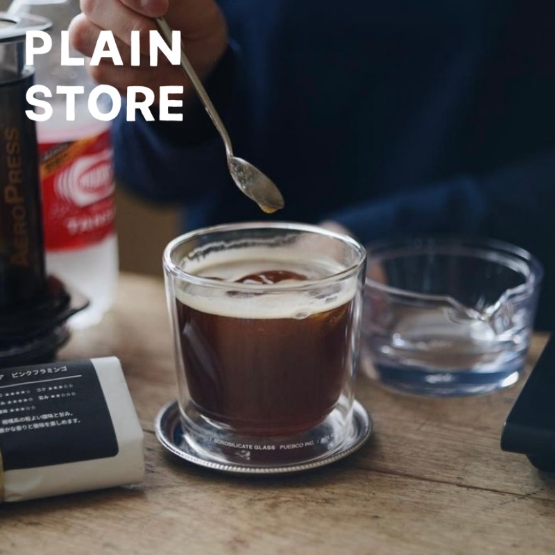 ญี่ปุ่น PUEBCO Simple โปร่งใสสองชั้นทนความร้อนเย็นทนถ้วยแก้วถ้วยกาแฟ