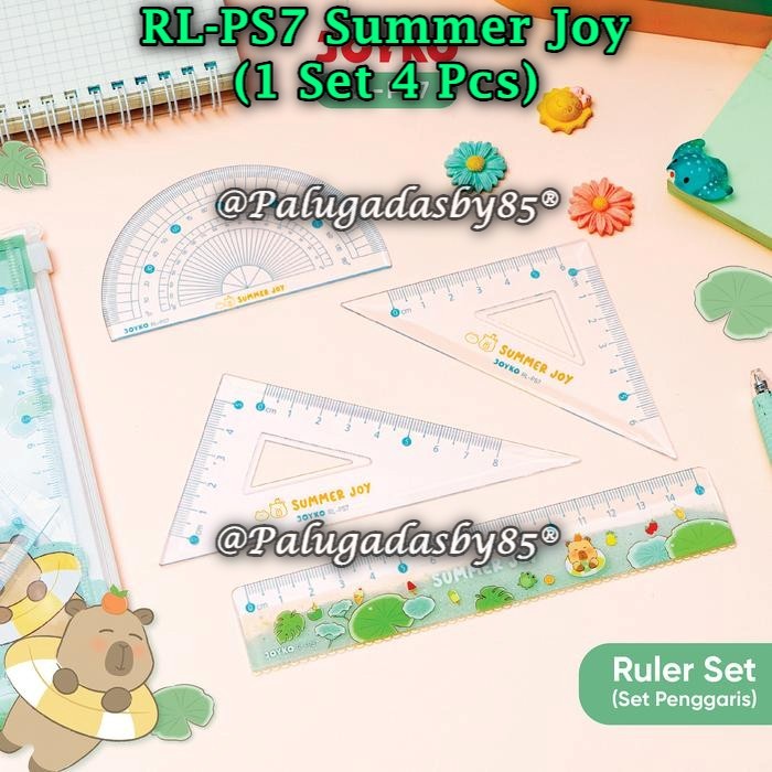 (1 ชุด 4 ชิ้น) WHOLESALE JOYKO RL-PS7 Summer Joy Ruler/ชุดไม้บรรทัด RL-PS7 ไม้บรรทัด (1 ชุด/4)