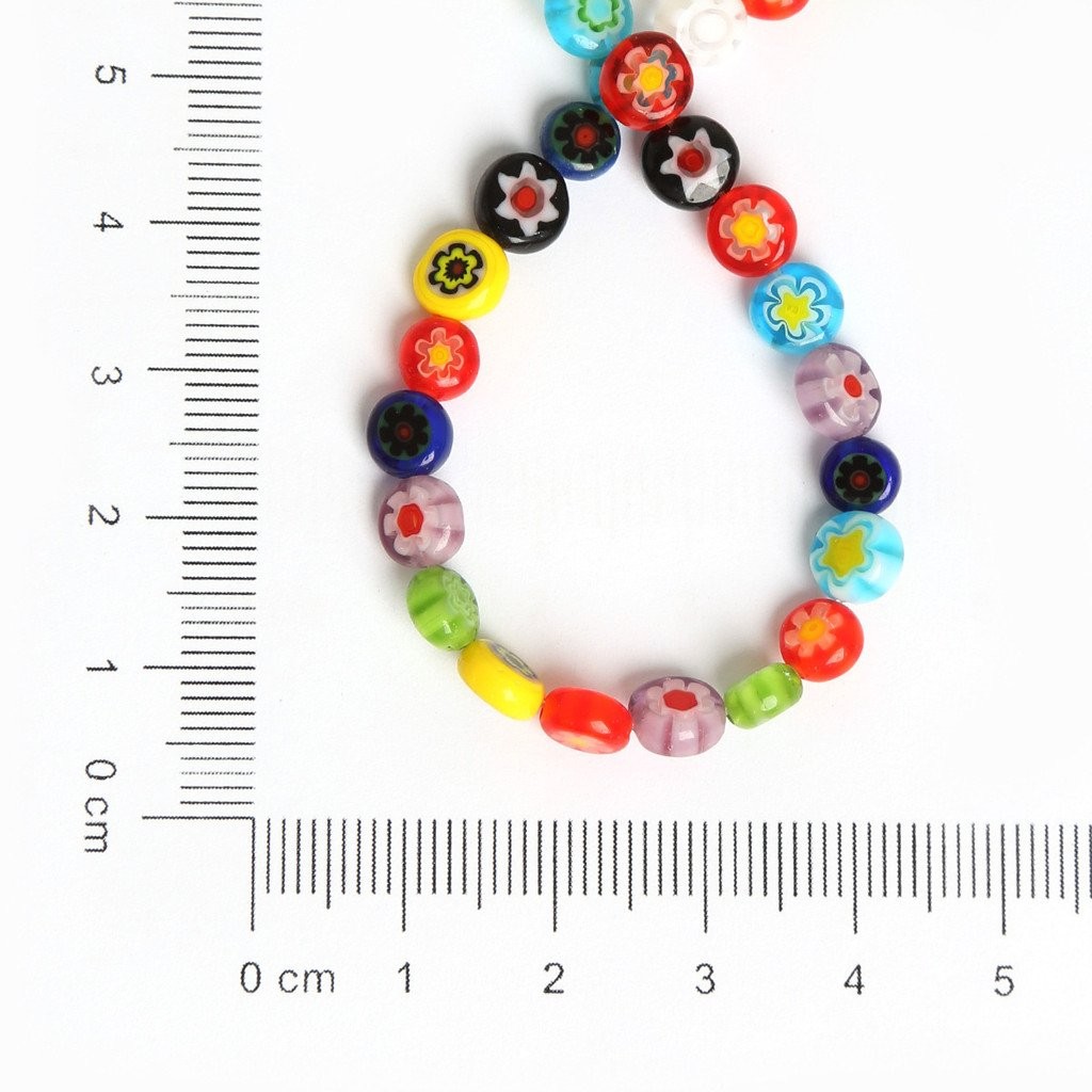 อุปกรณ์ย้อนยุครอบลูกปัดแบนรอบทําเองหูเครื่องประดับวัสดุจ18ลูกปัดแก้วสร้อยข้อมือพันดอกไม้ลูกปัดหลวมสร