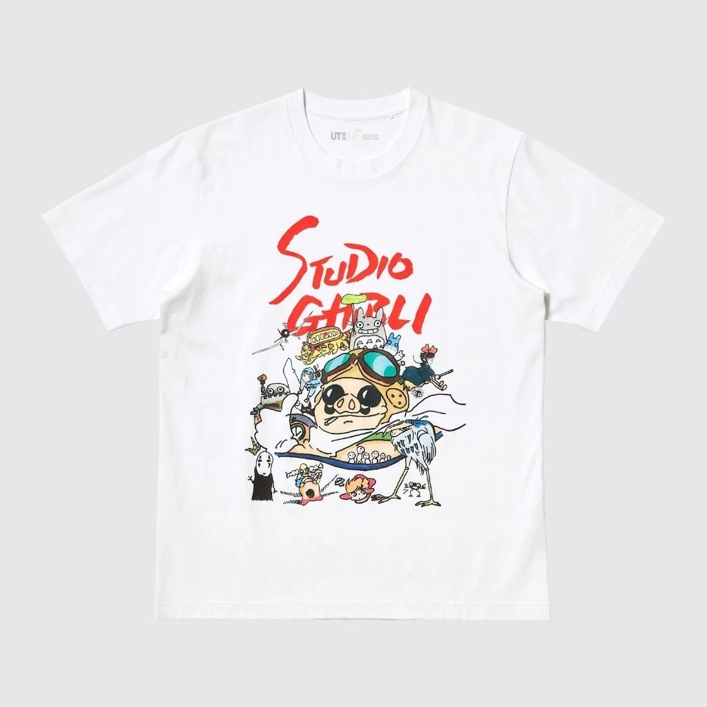 เสื้อยืด Uniqlo x Studio Ghibli (Porco Rosso) | เสื้อยืดแขนสั้น UT Studio Ghibli - สีขาว