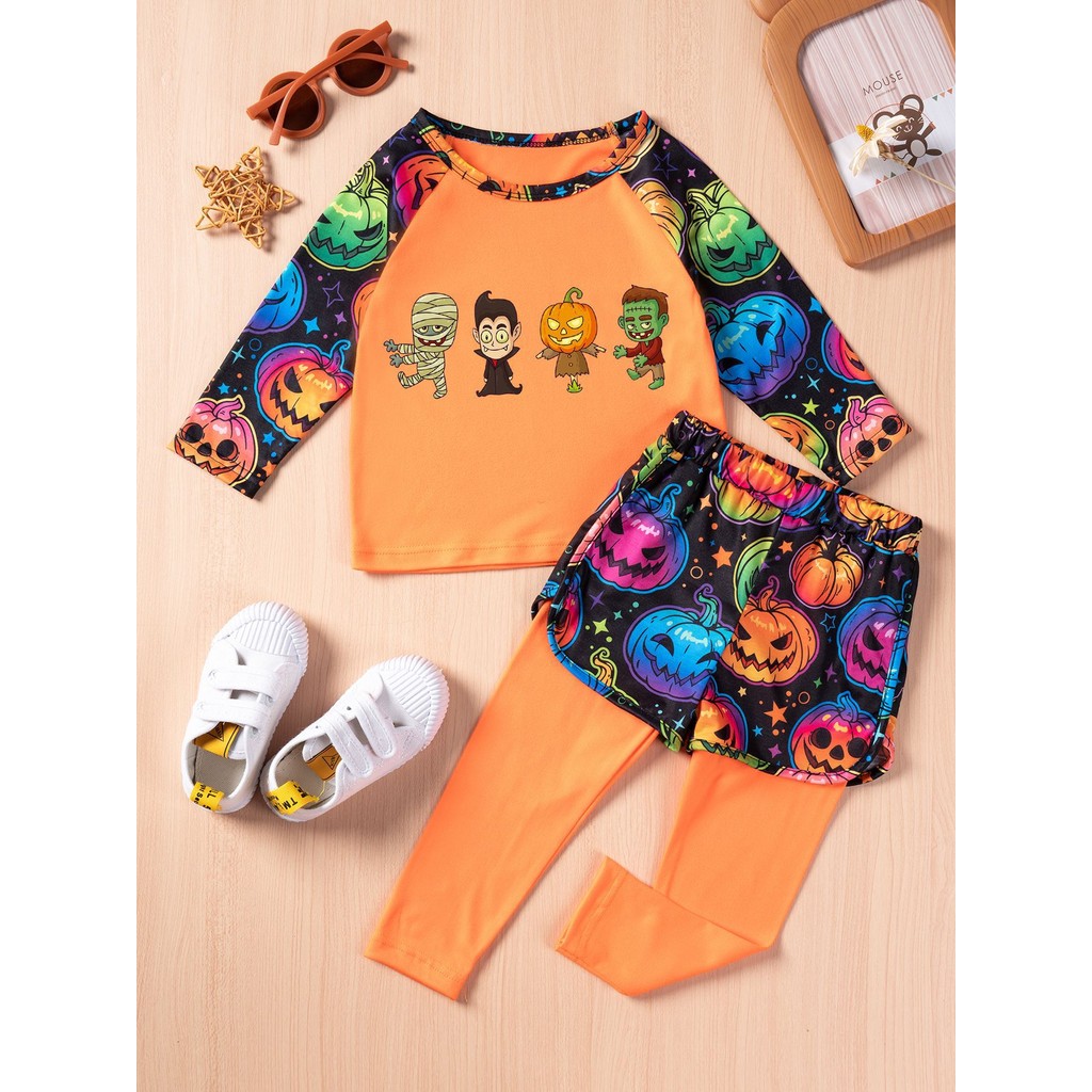 ATA Children Halloween Cartoon Vampire Mummy Halloween Print Set