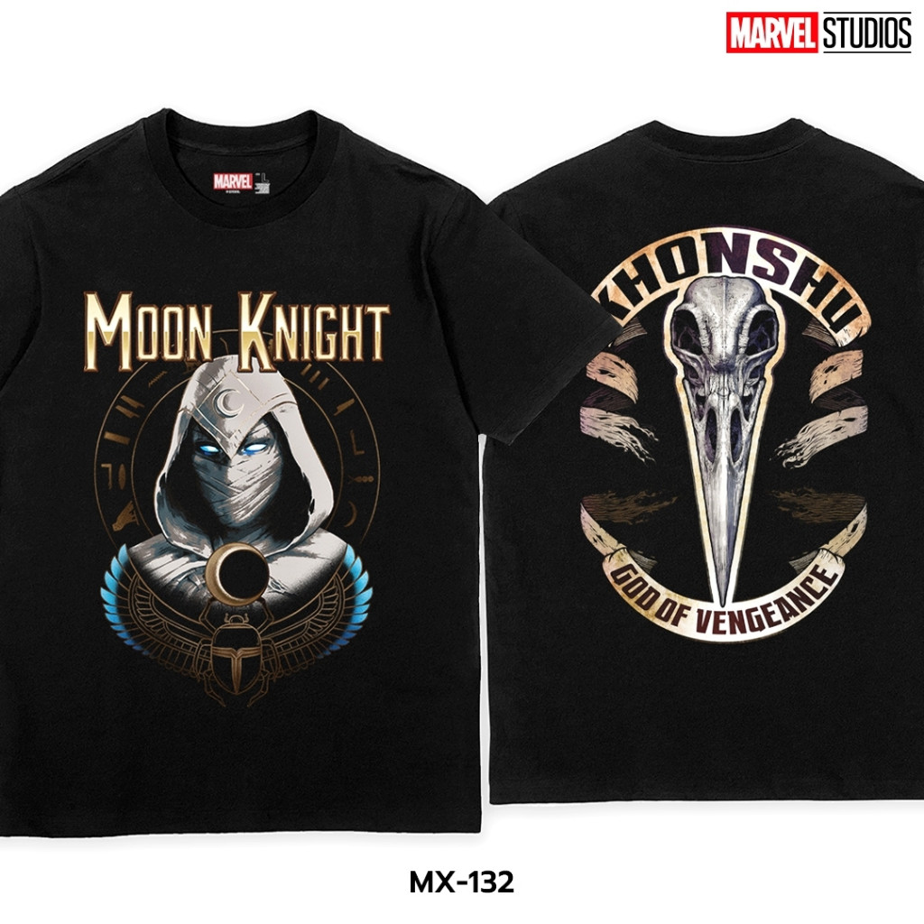 เสื้อทีชน์ผ้า cotton สไตล์ Moon Knight มาร์เวล ด้วยลาย Moon Knight และ "MOON KNIGHT"