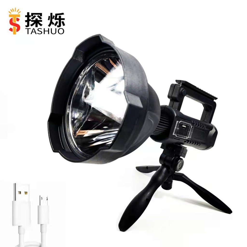 跨境户外P50强光远射手提灯 W591电量显示USB充电宝巡逻手电批发