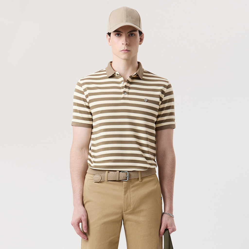 LTD เสื้อโปโลลายทาง ผู้ชาย สีเขียว | New Gen Striped Polo Shirt | 03590