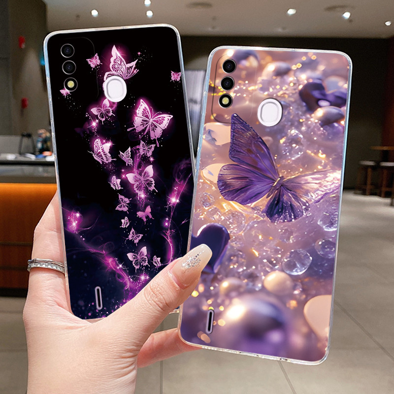 Jelly สําหรับ ITEL P37 / Itel Vision 2S / itel P651L ดอกไม้หรูหราผีเสื้อโบว์เคสโทรศัพท์ซิลิโคนอ่อนนุ่มโปร่งใส TPU Cover - รูปที่ 4
