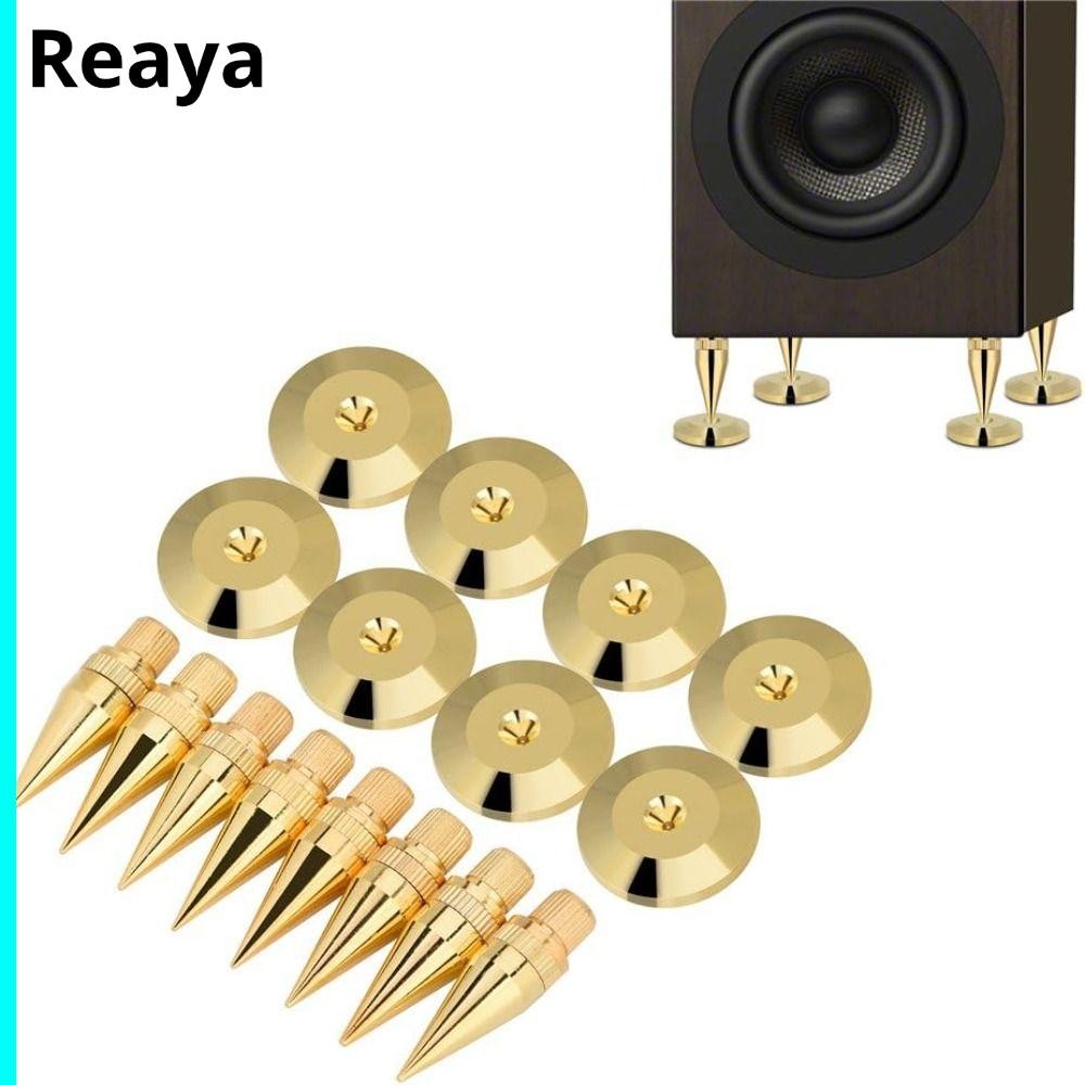 REAYA Speaker Spikes, Copper Gold Black Speaker Feet Pad, Copper Speaker Spike M6*36 Speaker Amplifi