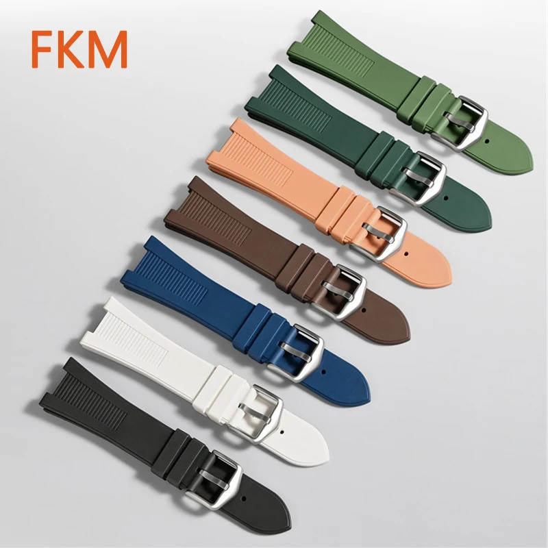 Fluoro สายยางสําหรับ Patek Philippe Nautilus สําหรับ Citizen AW0130-85M/X/A/Z Men FKM เปลี่ยนสายนาฬิ