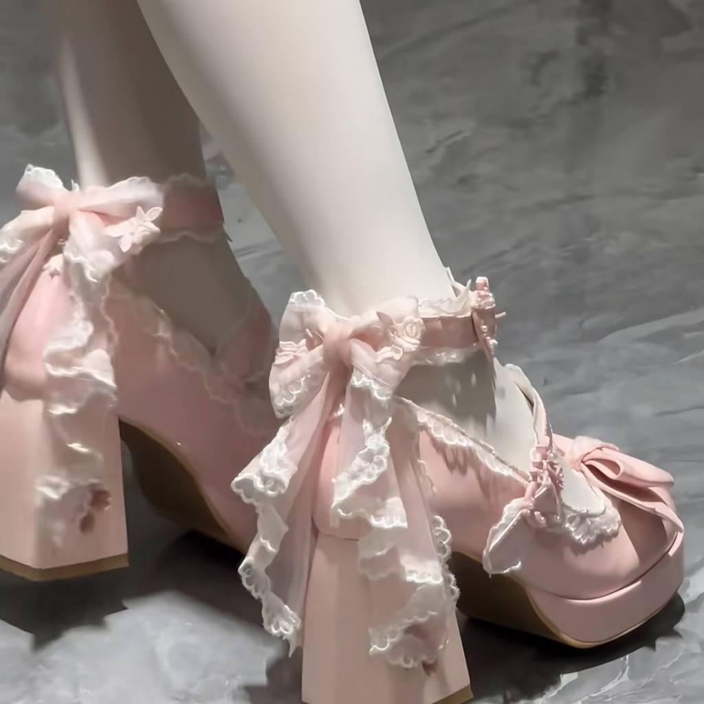 FX Winter Lolita Shoes ขนาด 41-42 สำหรับทั้งชายและหญิง ดีไซน์การ์ตูนนิทรรศการต้นฉบับ Sweet Bow Sakur
