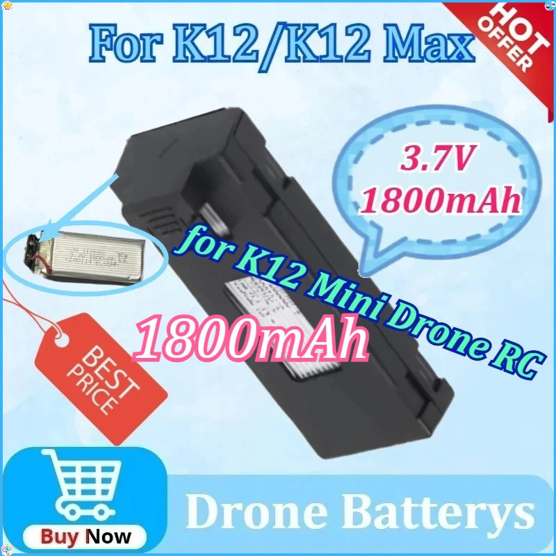 อัพเกรดใหม่ K12 Max 3.7V 1800mAh LiPo แบตเตอรี่ Drone สํารอง K12Max แบตเตอรี่สําหรับ K12 Mini Drone 