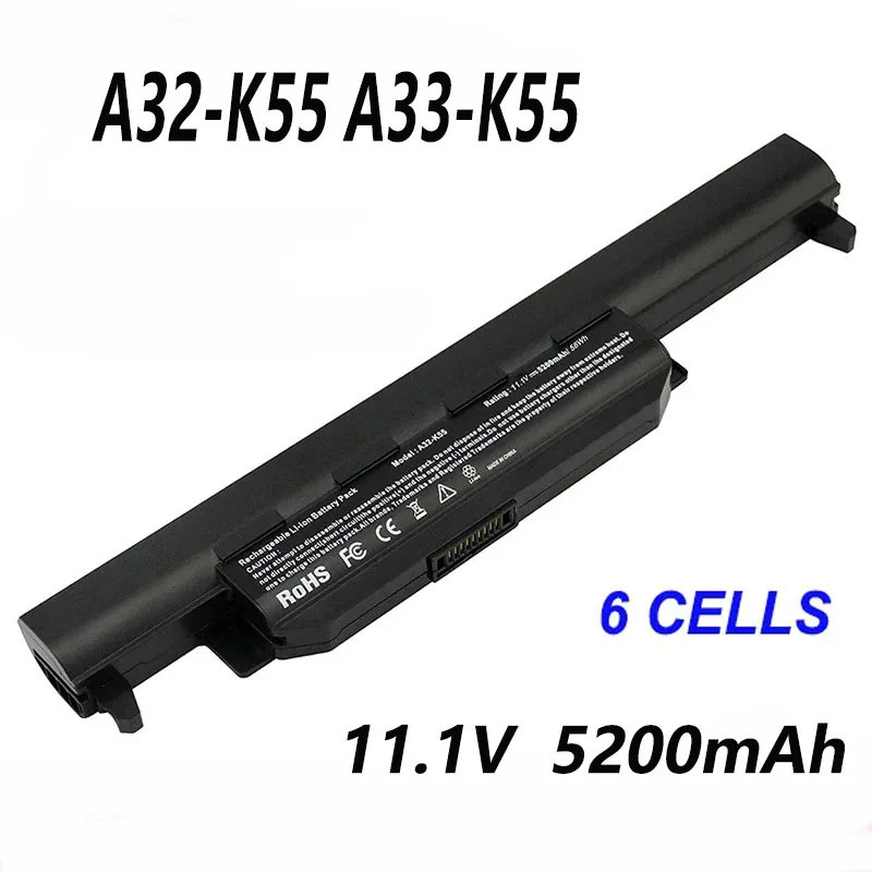 A32-K55 A33-K55 A41-K55 6 เซลล์ 5200mAh แบตเตอรี่แล็ปท็อปสําหรับ Asus A45 A55 A75 K45 K55 K75 X45 X5