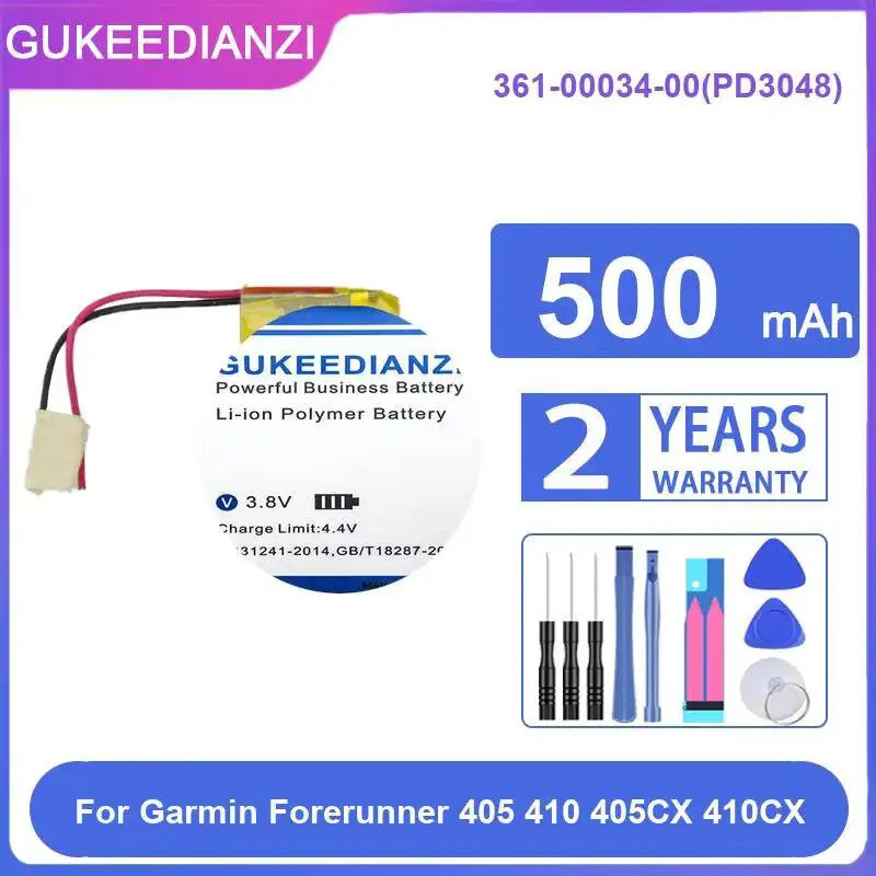 361-00034-00 PD3048 แบตเตอรี่นาฬิกาสําหรับผู้เบิกทาง Garmin 405 410 405CX 410CX Fast Charging 500mAh