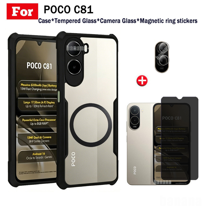 4 in 1 Poco C81 เคสโทรศัพท์กันกระแทกแม่เหล็กสติกเกอร์ชาร์จไร้สายสําหรับ Poco C81X C81 Pro C85X Anti 