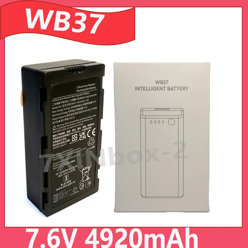 WB37 แบตเตอรี่ความจุ 7.6V 4920mAh ใช้งานร่วมกับ Phantom 4 RTK MG-1P T10 T16 T20 T20P T30 T40 T50 M30