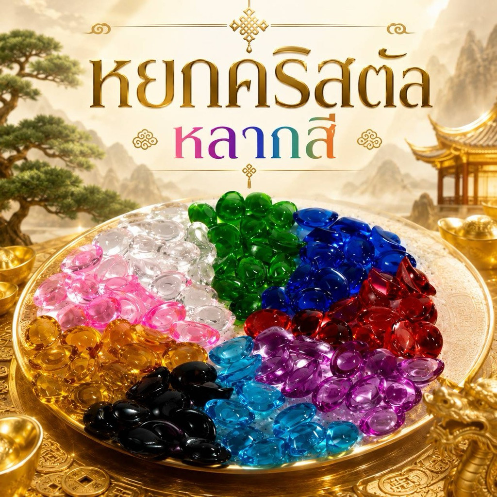 คริสตัลใส สีสวยสด9สี ของประดับตกแต่งมงคลราคาถูกส่งจากไทย