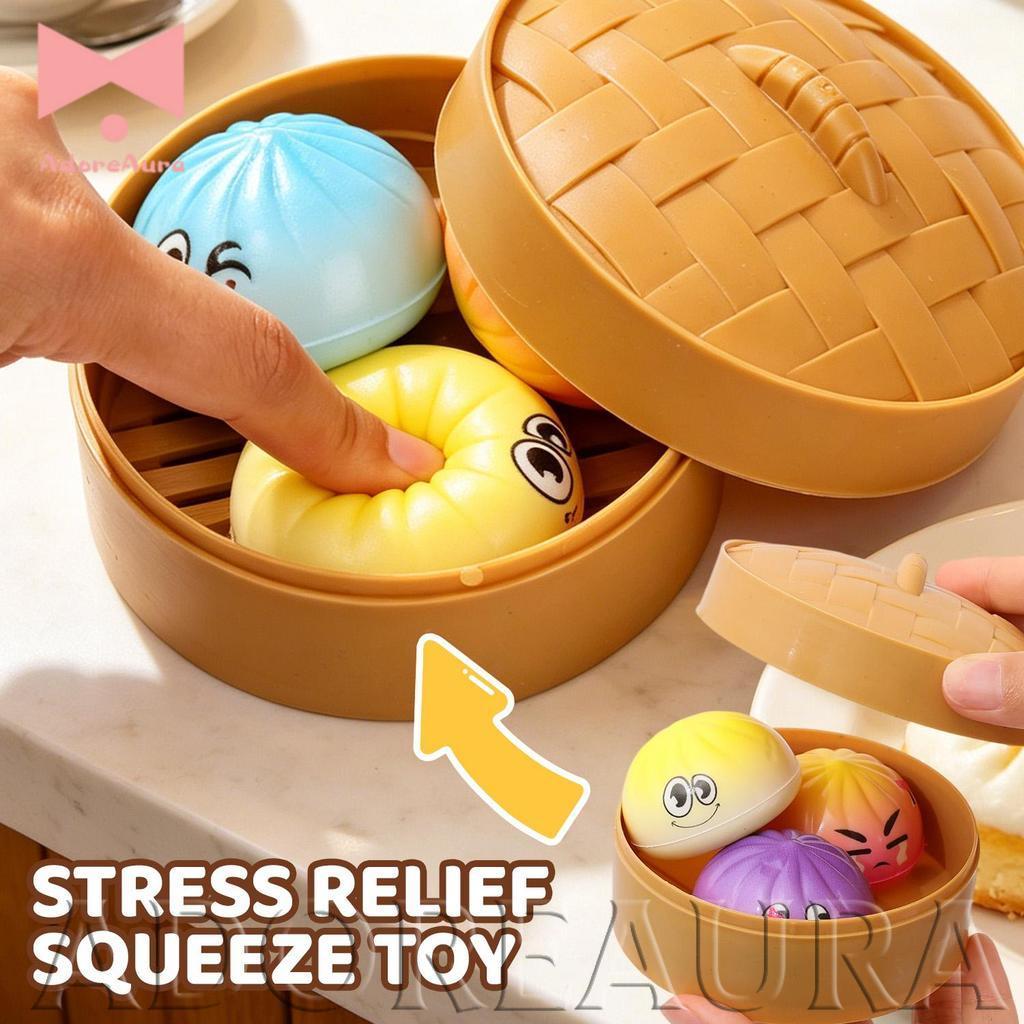 [H&L] 1/2/3 ชุดน่ารัก Bun ความเครียดบรรเทา Squishy Sensory Ball - ฟื้นตัวช้า Baozi ของเล่นพร้อมกล่องนึ่ง,Anxiety Fidget สําหรับผู้ใหญ่, Kawaii ตกแต่งโต๊ะ /จัดส่งด่วน