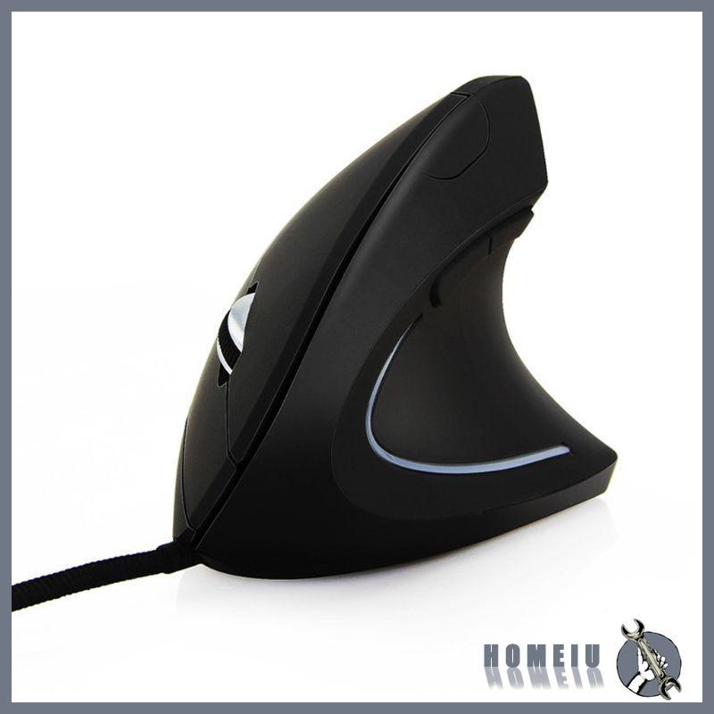 HOMEIU เมาส์แบบมีสาย USB มือขวาเมาส์แนวตั้งตามหลักสรีรศาสตร์สําหรับการเล่นเกม PC สุขภาพข้อมือ 1600 DPI Optical Mice