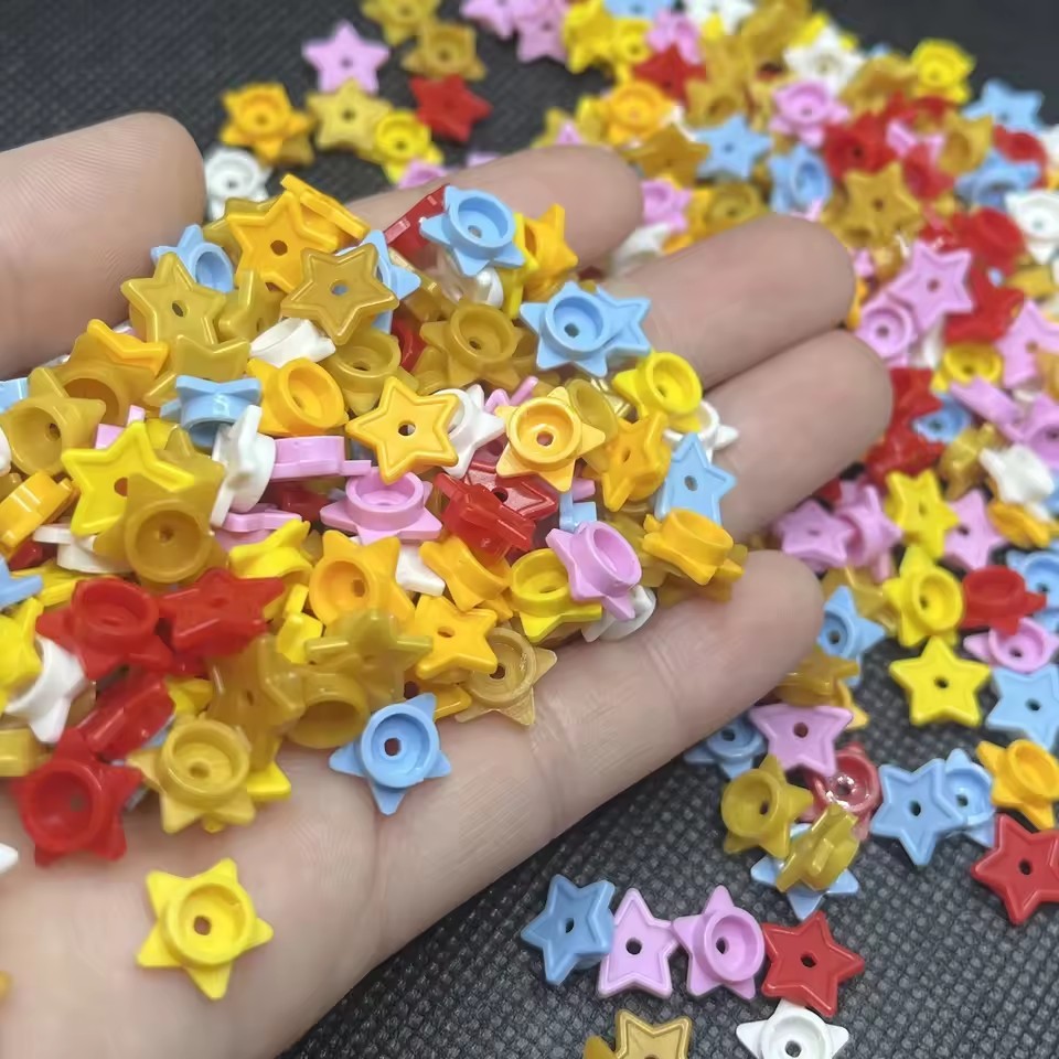 500pcs Moc 11609 อิฐแผ่นรอบ 1x1 พร้อม Star และขนาดเล็ก Pin Hole DIY Building Blocks ใช้งานร่วมกับอะไหล่อุปกรณ์เสริมของเล่น