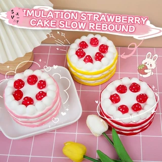ของเล่นหยิกเค้กสตรอเบอร์รี่ขนาดใหญ่-จําลองมูสช้า สะท้อนกลับ อาหารรุ่นสําหรับความเครียดบรรเทา