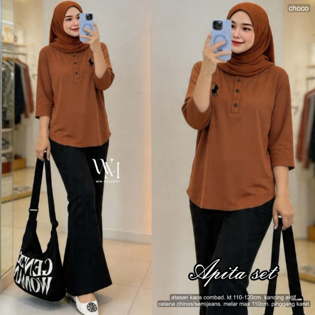 มีกลุ่มซื้อขายขอแอดมิน er elrumi Apita ชุดกางเกงล่าสุด W&M - วัสดุเสื้อยืด Combed alya store
