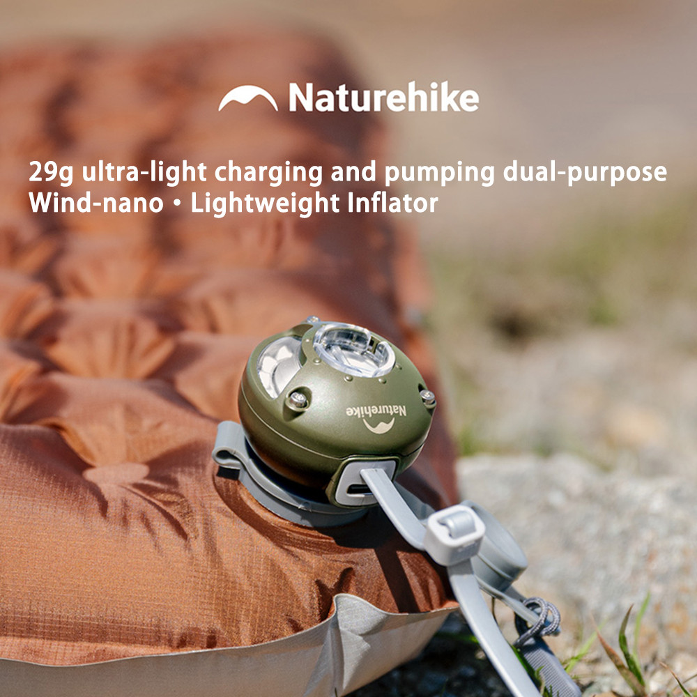 Naturehike Wind-nano Ultra?ปั๊มเป่าลมเบา – มินิไร้สายพองและพองสอง?ปั๊มทางสําหรับที่นอนลมสําหรับตั้งแคมป์, เบาะรองนอน, ของเล่นสระว่ายน้ํา, ฯลฯ