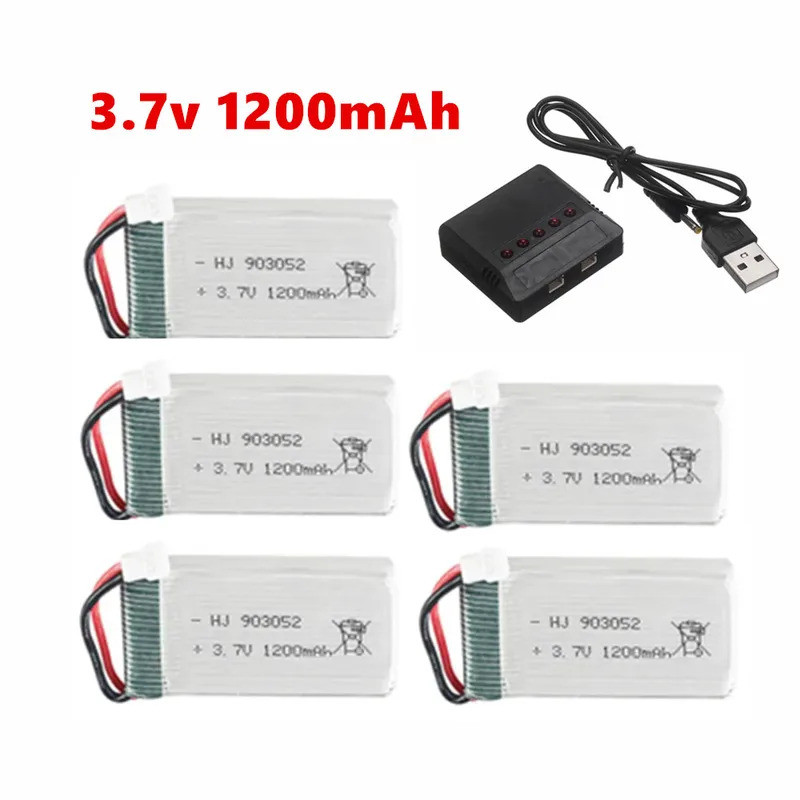 3.7V 1200mAh แบตเตอรี่ lipo + ชุดเครื่องชาร์จสําหรับ KY601S Syma X5 X5c X5SC X5SW M18 H5P RC Drone อ