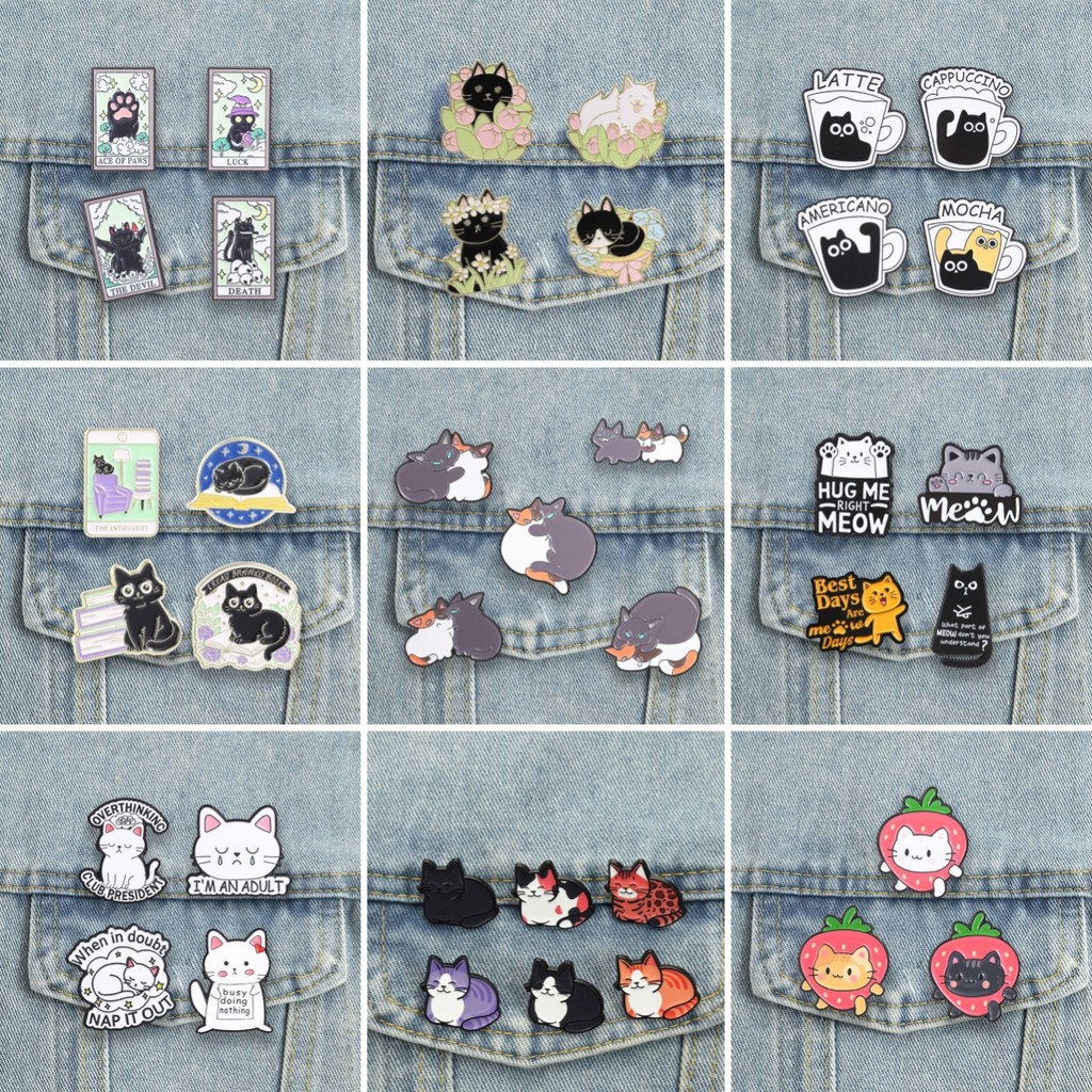 100รูปแบบแมวน่ารักเข็มกลัดการ์ตูนลูกแมวหมุดโลหะสําหรับกระเ รูปที่ 2