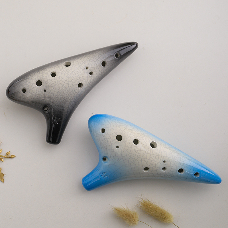 Twelve-Hole AC Key Ocarina 12 หลุม Alto C Key Ice Cracked Blue Cracked Two-Color Ocarina