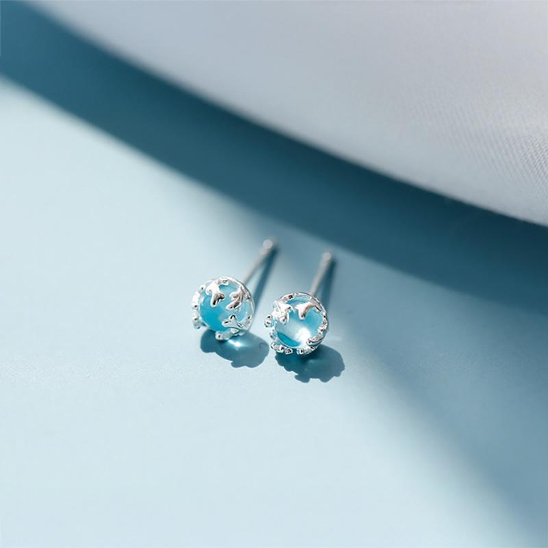 Blue Ocean Earrings ต่างหูเงินแท้ S925 [MERCELO]