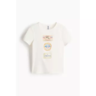 H&M(เอชแอนด์เอ็ม) เสื้อยืดคอตตอนทรงเข้ารูป ผู้หญิง 1296040_5