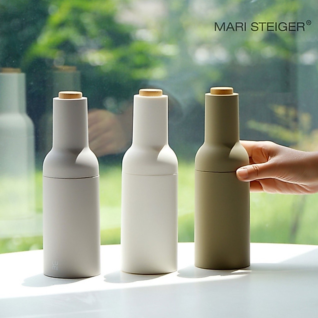 MARI STEIGER LUMI Gravity Electric Pepper Grinder เครื่องบดเกลือสีชมพู เครื่องบดแบบกดครั้งเดียว สีขาว/ สีเทา/ มะกอก