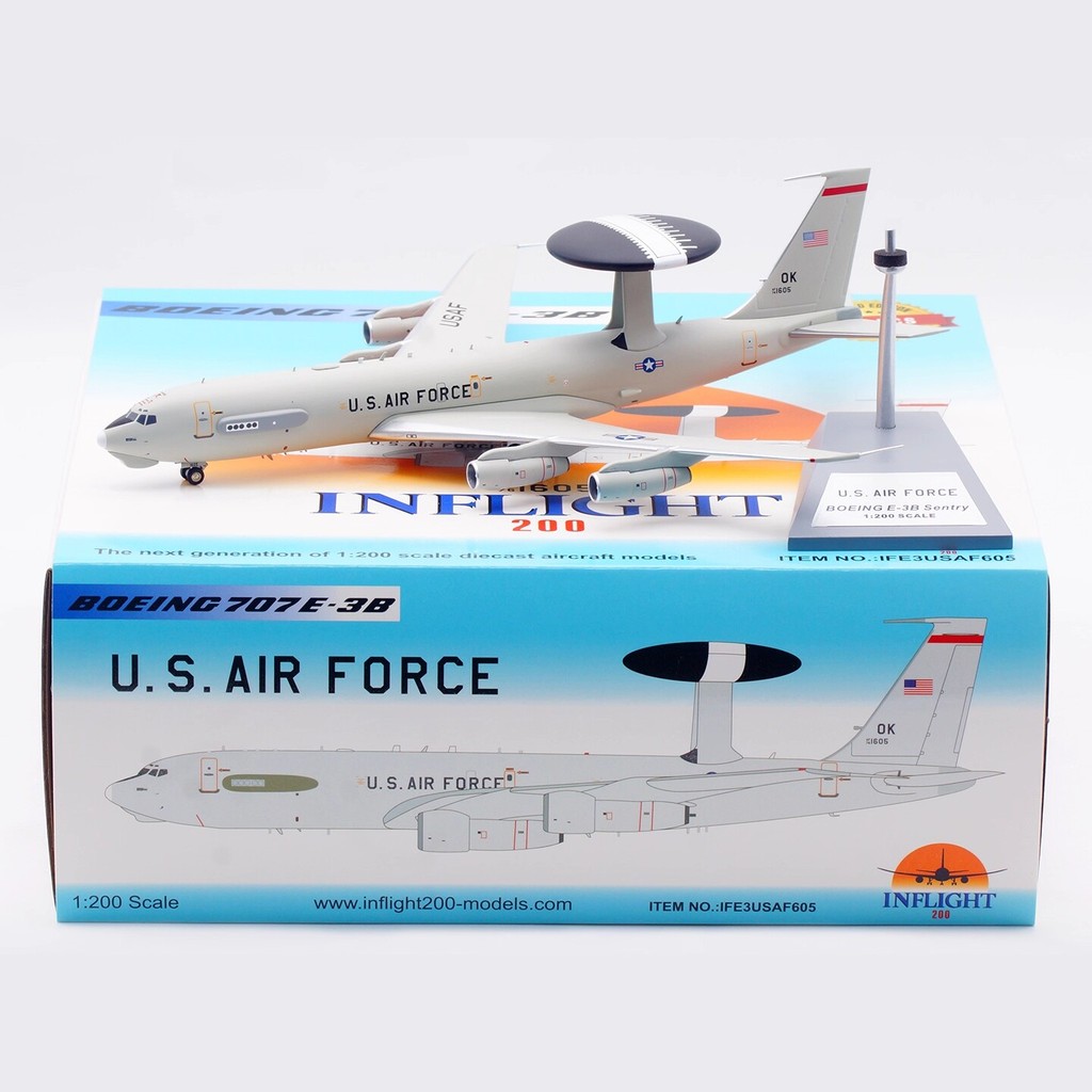 Inflight 1: 200 Us Air Force E-3B 76-1605 High-End Collection Display Static Collection